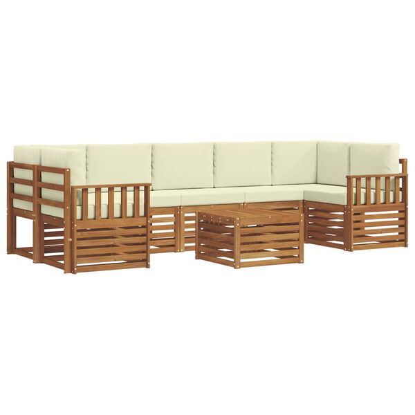 vidaXL Juegos de sof&aacute;s 8 pcs Natural y Crema Madera de Acacia S&oacute;lida