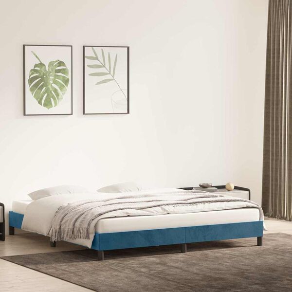 vidaXL Estructura de cama sin colchón terciopelo azul oscuro 180x210cm