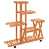 vidaXL Soporte de flores con ruedas madera maciza abeto 95x25x101 cm