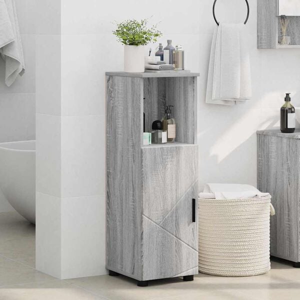 vidaXL Gabinete de Ba&ntilde;o con almacenamiento Gris Sonoma 30 x 35 x 95 cm