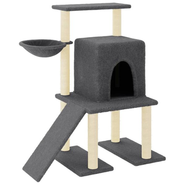 vidaXL Rascador para gatos con postes de sisal gris oscuro 96,5 cm