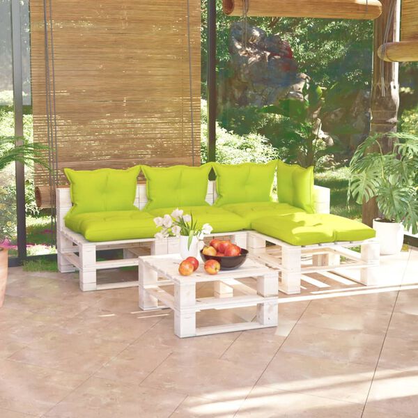 vidaXL Muebles de jard&iacute;n de palets 5 pzas con cojines madera de pino