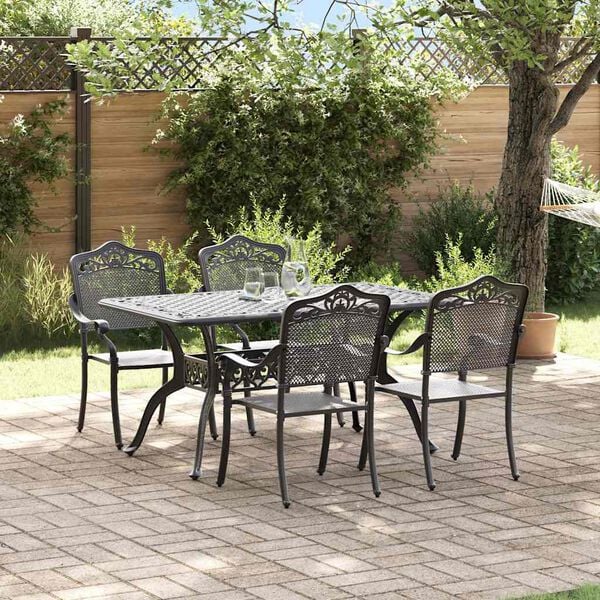 vidaXL Conjunto de Comedor de Jard&iacute;n 5 pcs Negro Aluminio