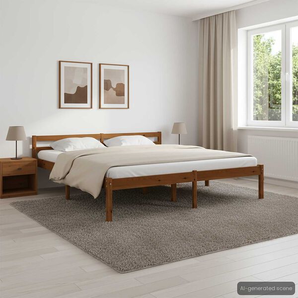 vidaXL Estructura cama sin colch&oacute;n madera pino marr&oacute;n miel 160x200 cm