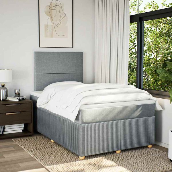 vidaXL Cama box spring con colch&oacute;n tela gris claro 120x190 cm