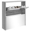 vidaXL Mueble zapatero con espejo 2 niveles gris Sonoma 63x17x67 cm
