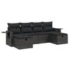 vidaXL Set de sof&aacute;s de jard&iacute;n 6 piezas y cojines rat&aacute;n sint&eacute;tico negro