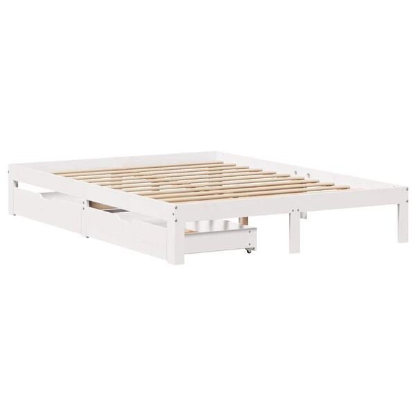 vidaXL Estructura de cama con cajones madera de pino blanca 160x200 cm