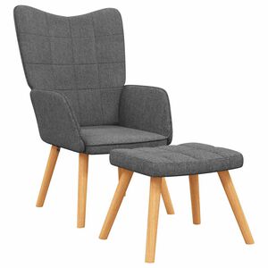 vidaXL Silla de relajaci&oacute;n con reposapi&eacute;s de tela gris oscuro