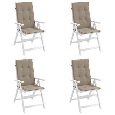 vidaXL Cojín silla de jardín respaldo alto 4 uds tela taupé 120x50x3cm