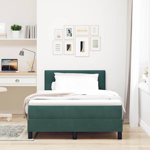 vidaXL Cama tipo Box Spring Verde oscuro 120 x 200 cm Terciopelo
