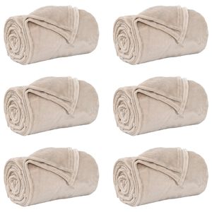 vidaXL Mantitas de Sof&aacute; 6 uds. Beige 220 x 240 cm 8.23 kg Lana