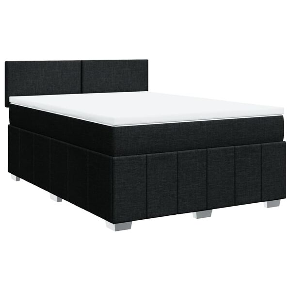vidaXL Cama box spring con colch&oacute;n tela negro 160x200 cm