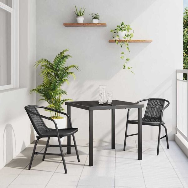 vidaXL Conjunto de Comedor de Jard&iacute;n 3 pcs Negro