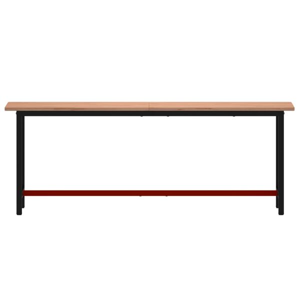 vidaXL Banco de trabajo madera maciza de haya y metal 220x55x81,5 cm