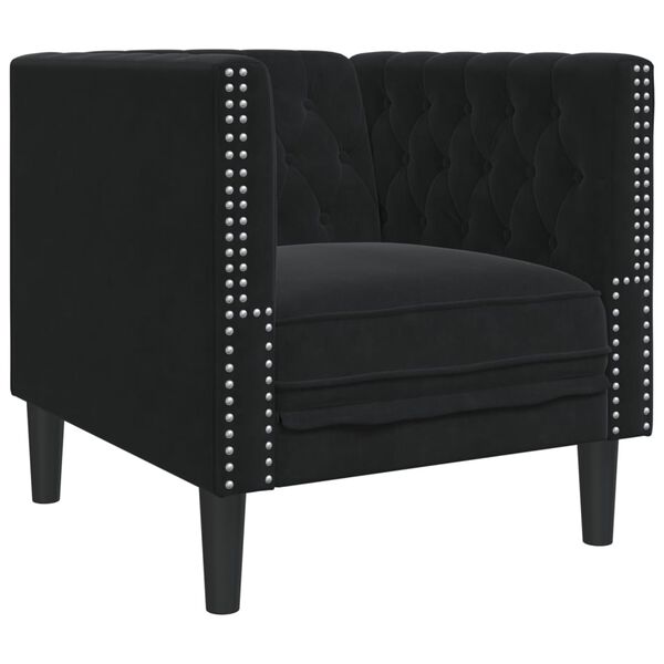 vidaXL Sillón Chesterfield de terciopelo negro