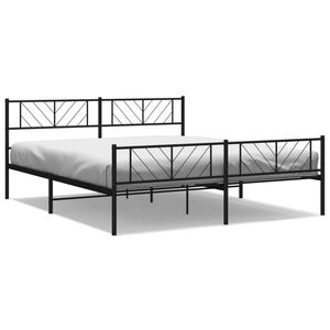 vidaXL Estructura cama sin colch&oacute;n con estribo metal negro 180x200 cm