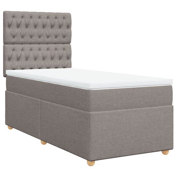 vidaXL Cama box spring con colch&oacute;n tela gris taupe 90x190 cm