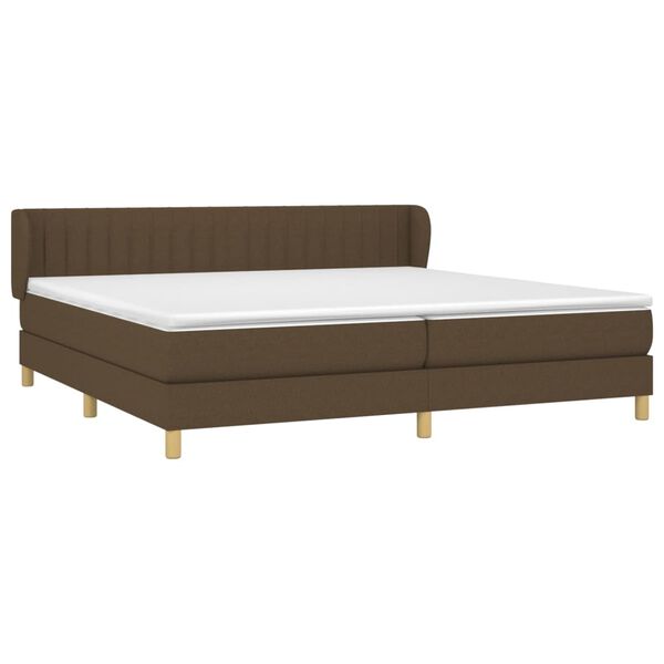 vidaXL Cama box spring con colch&oacute;n tela marr&oacute;n oscuro 200x200 cm