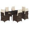 vidaXL Set comedor de jard&iacute;n 7 pzas con cojines rat&aacute;n sint&eacute;tico marr&oacute;n