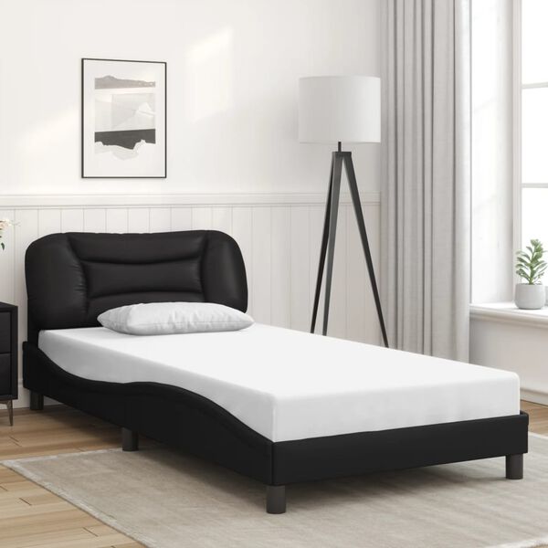 vidaXL Estructura de cama sin colch&oacute;n Hvar cuero sint&eacute;tico negro 100x200 cm
