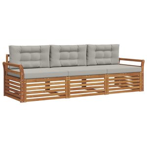 vidaXL Conjunto de sof&aacute;s de exterior 3 pcs Gris Natural y Claro