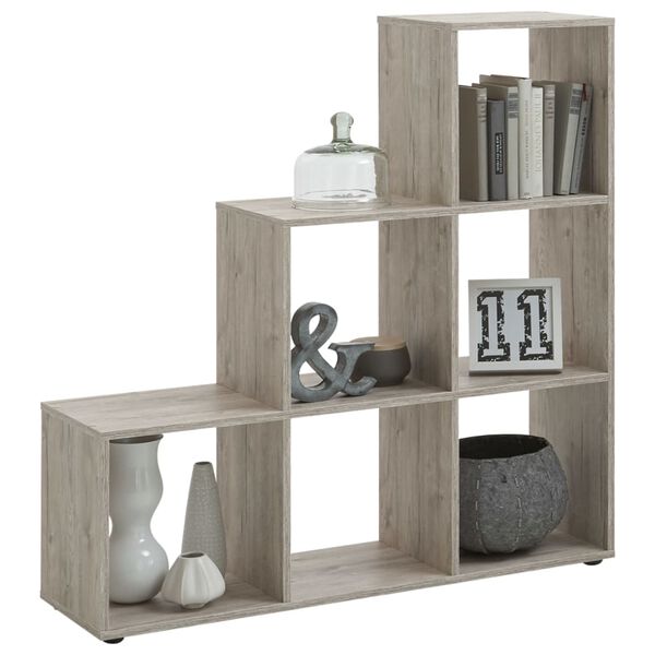 FMD Estanter&iacute;a 6 compartimentos color roble arena 104,3x32,6x106,5 cm