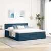 vidaXL Cama otomana con colchones y luces LED azul oscuro 200x200 cm