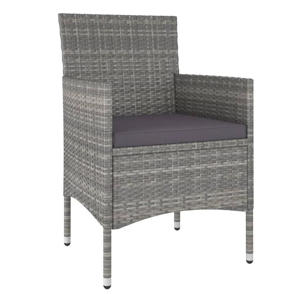 vidaXL Set comedor jard&iacute;n 5 pzas rat&aacute;n sint&eacute;tico vidrio templado gris