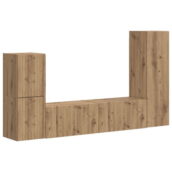 vidaXL Conjunto de mueble de TV 4 pcs Roble artesanal