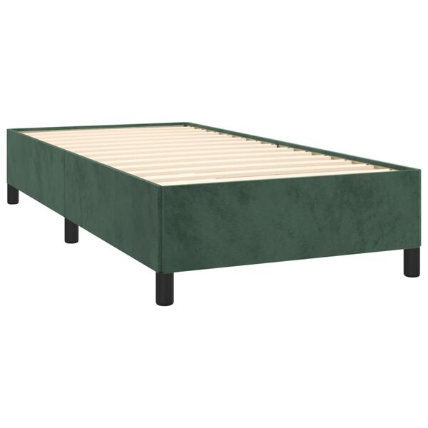 vidaXL Cama box spring con colch&oacute;n terciopelo verde oscuro 90x200 cm