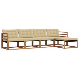 vidaXL Conjunto de sof&aacute;s de exterior 5 uds. Natural y Beige