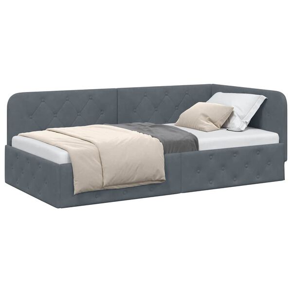 vidaXL Estructura de cama en esquina Gris oscuro 90 x 200 cm