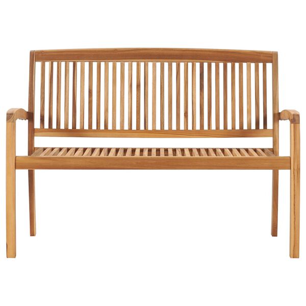 vidaXL Banco de jard&iacute;n apilable y coj&iacute;n madera maciza de teca 128,5 cm