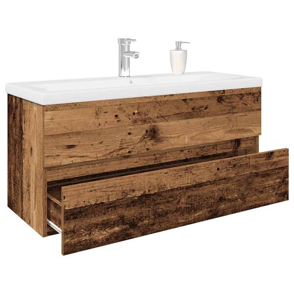 vidaXL Mueble lavabo con lavabo integrado y grifo madera vieja