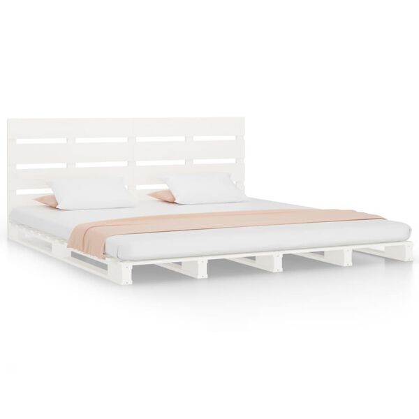 vidaXL Cama sin colchón madera maciza de pino blanca 180x200 cm