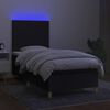 vidaXL Cama box spring colch&oacute;n y luces LED tela negro 90x200 cm