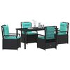 vidaXL Conjunto de Comedor de Jard&iacute;n 5 pcs Negro rat&aacute;n sint&eacute;tico
