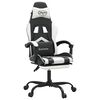 vidaXL Silla gaming con reposapi&eacute;s cuero sint&eacute;tico negro blanco