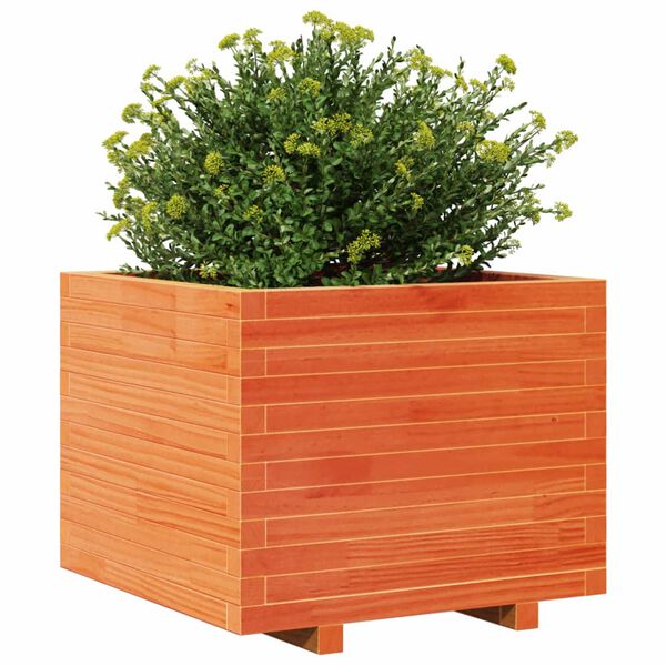 vidaXL Jardinera madera maciza de pino marr&oacute;n cera 60x60x49,5 cm