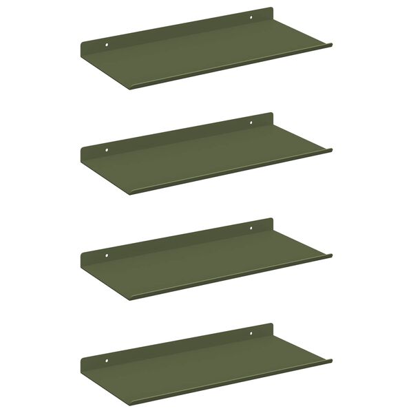 vidaXL Estante flotante 4 pcs Verde Oliva 40 x 18 x 2,5 cm Acero