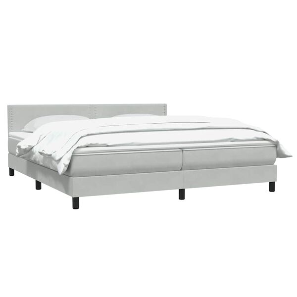 vidaXL Cama box spring con colch&oacute;n terciopelo gris claro 180x210 cm