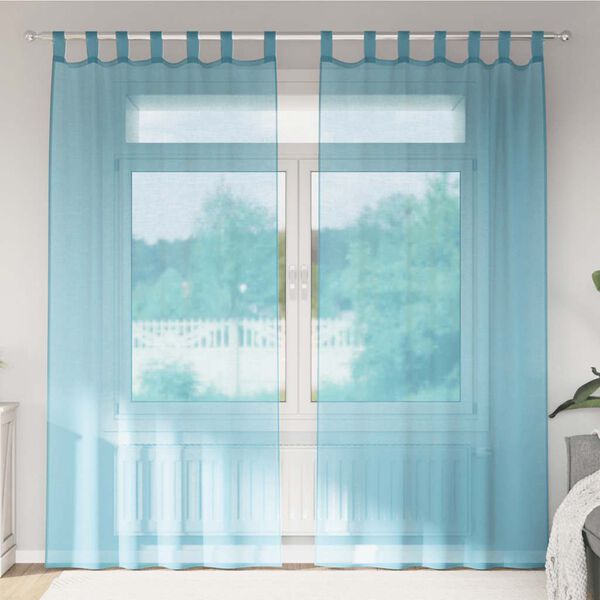 vidaXL Cortinas de gasa con trabillas 2 uds turquesa 140x225 cm