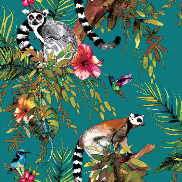 DUTCH WALLCOVERINGS Papel de pared diseño lemur verde 12402