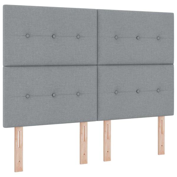 vidaXL Cama Box Spring LED con colch&oacute;n Gris Claro 140 x 200 cm tela