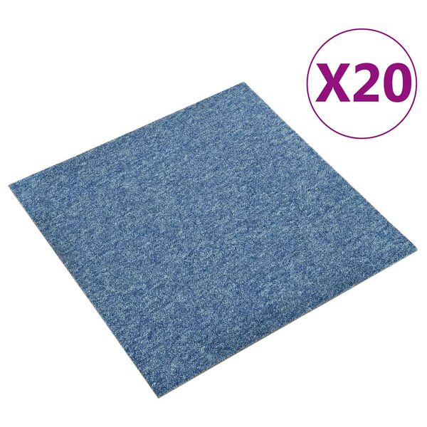 vidaXL Alfombra 20 pcs Azul 50 x 50 cm 100% Polipropileno