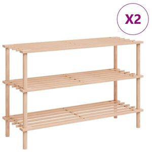 vidaXL Zapatero de 3 alturas 2 unidades madera maciza de abeto
