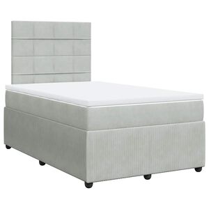 vidaXL Cama box spring con colch&oacute;n terciopelo gris claro 120x200 cm