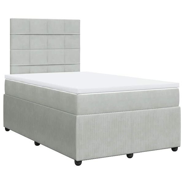 vidaXL Cama box spring con colch&oacute;n terciopelo gris claro 120x200 cm