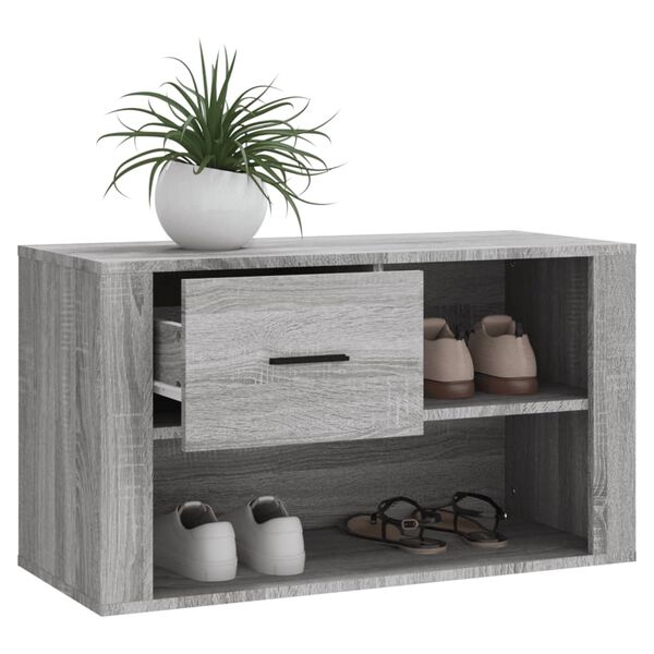 vidaXL Mueble zapatero de madera contrachapada gris Sonoma 80x35x45 cm